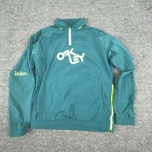 Oakley Jacket Mens Large Green Iridium 1/4 Zip Pullover Windbreaker Lightweight